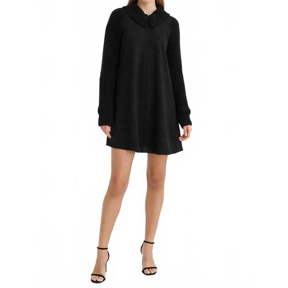 NEW NOCTURNE peter pan collared knit dress in black